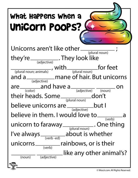 Not technically mad libs, these fill in the blank copywork pages are inspired by the popular mad libs activities and your kids will hardly be able to tell the difference. Printable Unicorn Mad Libs | Mad libs, Activities for kids ...