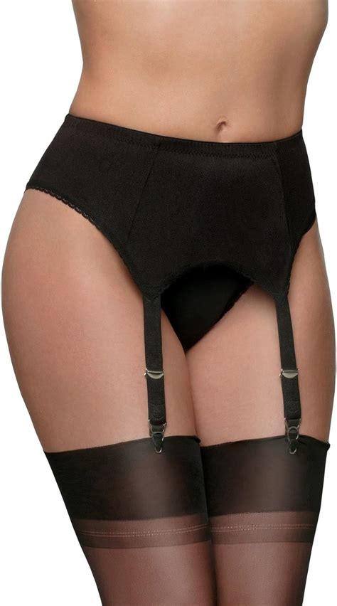 Nylon Dreams NDL6 Women S Black Solid Colour Garter Belt 4 Strap