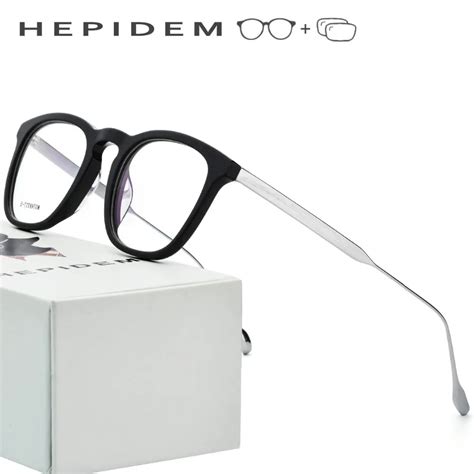 b titanium optical prescription glasses frame men acetate 2018 nerd round brand designer
