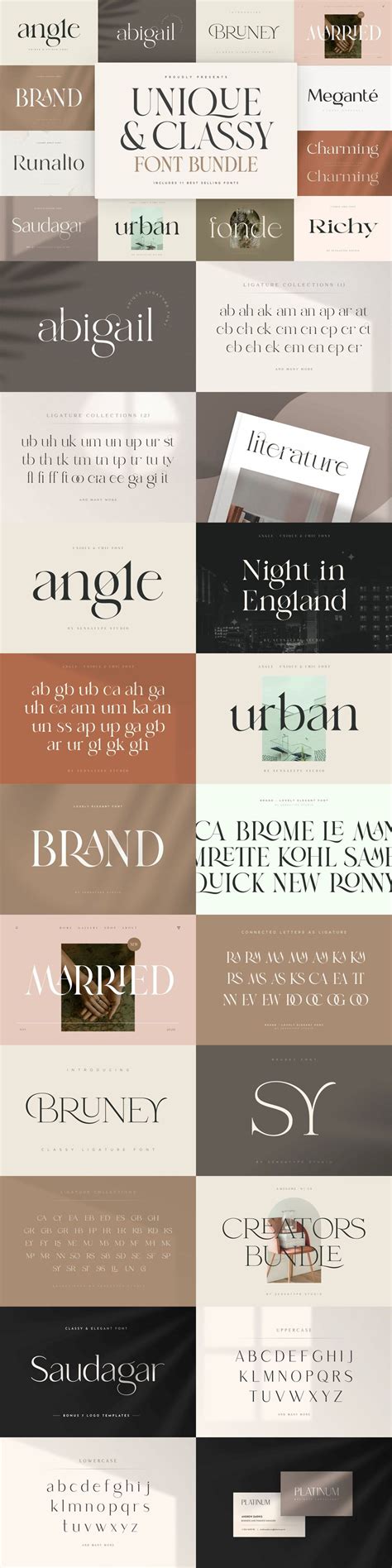 Unique And Classy Modern Font Bundle Modern Fonts Font Bundles Classy