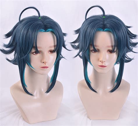 Game Genshin Impact Xiao Cosplay Wigs Mens Cool Short Hair Hairpieces