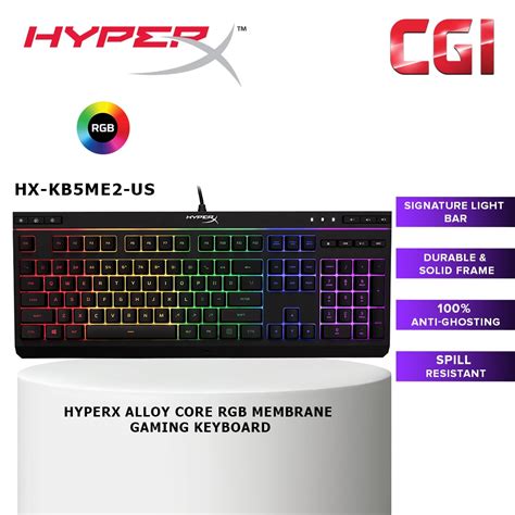 Hyperx Alloy Core Rgb Membrane Gaming Keyboard Hx Kb5me2 Us Shopee