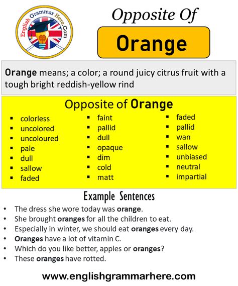 Opposite or opposites may refer to: Opposite Of Orange, Antonyms of Orange, Meaning and ...