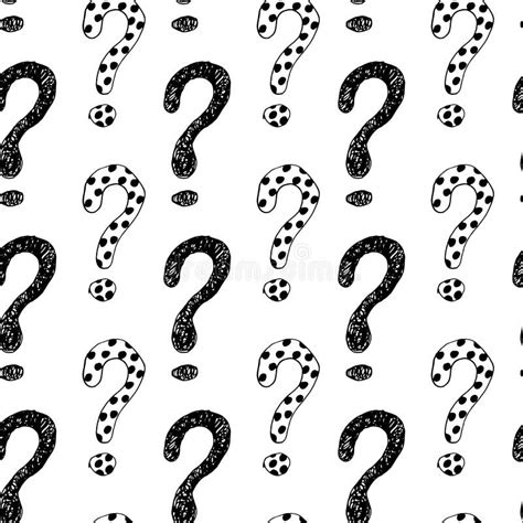 Seamless Pattern With Hand Drawn Question Marks Stock Vector