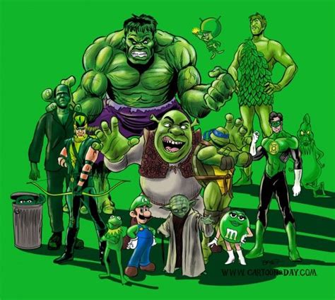 Famous Green Fictional Characters Illustrations And Comic Heros
