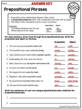 Maybe you would like to learn more about one of these? Prepositional Phrases - Grammar Practice Pages by Polliwog ...