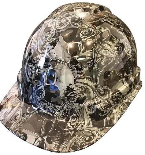 Custom Hard Hat White Filigree Skulls Cap Style Ridgeline Etsy