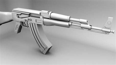ak 47 gun free 3d model ma mb