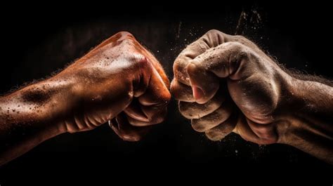 Premium Ai Image Boxing Fight Close Up Of Two Fists Hitting Each O