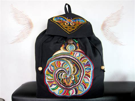 Backpack Hmong Tribal style with embroidered piece Handmade by Hmong ...