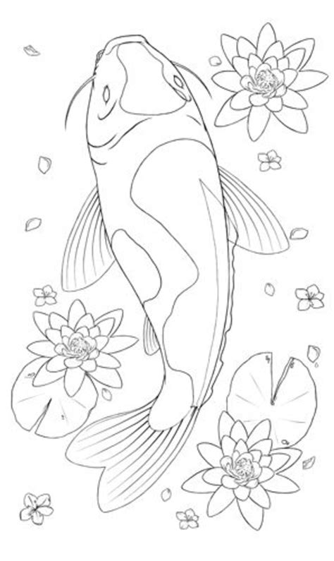 Koi fish drawings and sketches of koi fish are intriguing on so many levels. Koi Carp Line Drawing