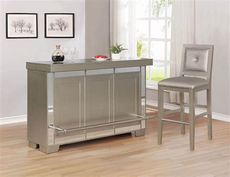 Glam Metallic Platinum Home Bar Set Coaster Furniture Furniture Cart