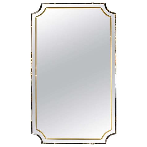 Elegant 1940s Shield Form Mirror With Reversed Etched And Gilt Detailing Mirror Modern Mirror