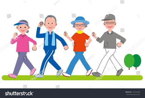 Senior Group Walking Stock Illustration 145416538 Shutterstock