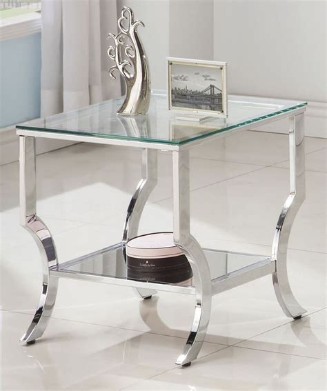 chrome and tempered glass end table from coaster coleman furniture