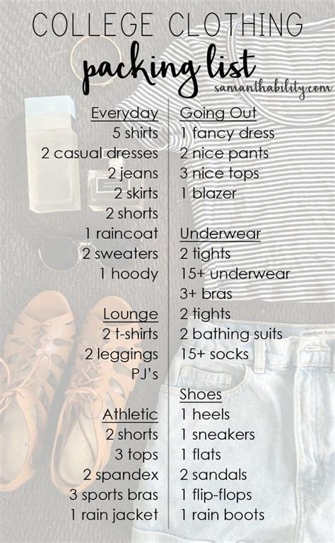 College Clothing Packing List This Complete Guide Gives You A List Of