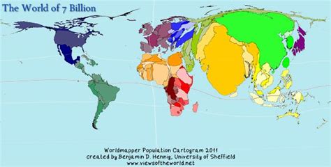 7 Billion Views Of The World Geography Map World Geography Cartogram