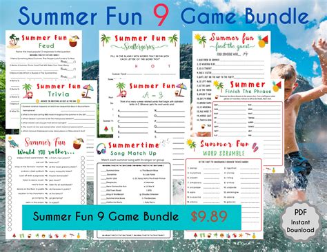 Summer Fun Trivia Game Summertime Game Summer Party Game Printable Game