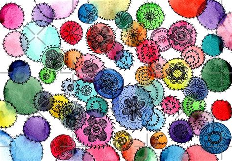 Watercolor Floral Doodle Photographic Prints By Ekaterinap Redbubble