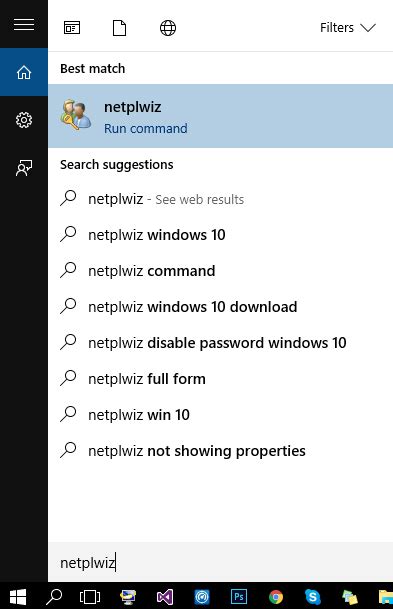 Netplwiz Windows 10