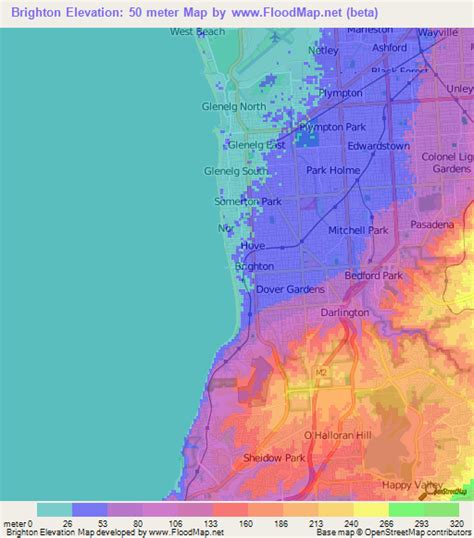 Elevation Of Brightonaustralia Elevation Map Topography Contour