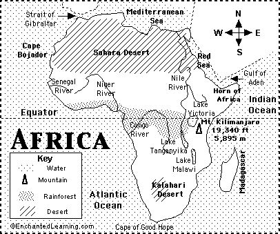 Countries (type answer) printable maps of africa Africa Map/Quiz Printout - ZoomSchool.com