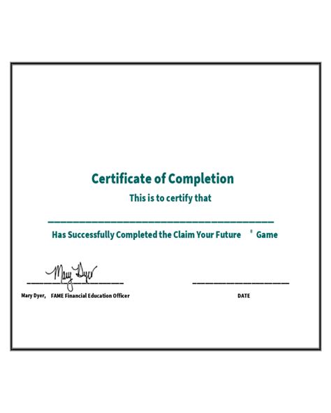 Sample Certificate Of Completion Template Edit Fill Sign Online