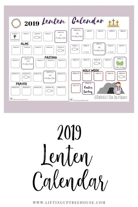 You can download these printable calendars and either save to your system and edit or print the same. 2019 Lenten Calendar | Lenten, Kids calendar, Sunday ...
