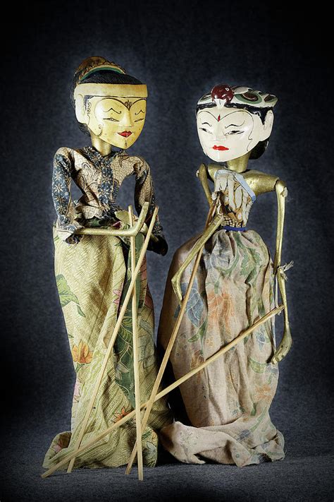 Kulit means leather (as all shadow puppets are made out of animal hide) golek means rod (as the puppets are operated by wooden rods) therefore, wayang golek means rod puppets; Wayang Golek puppets Photograph by Rudy Umans