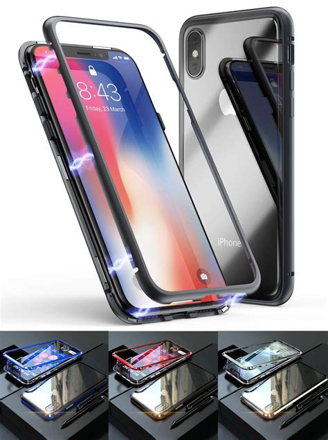 Magnetic Adsorption Metal Case With Tempered Glass Apple Iphone X Xs