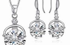 jewelry sets hypoallergenic cubic zircon copper earrings wholesale necklace gifts round wedding women