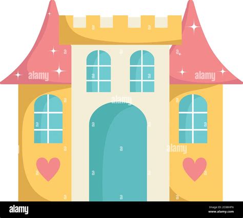 Cute Castle Fairy Tale Fantasy Cartoon Isolated Icon Design Vector