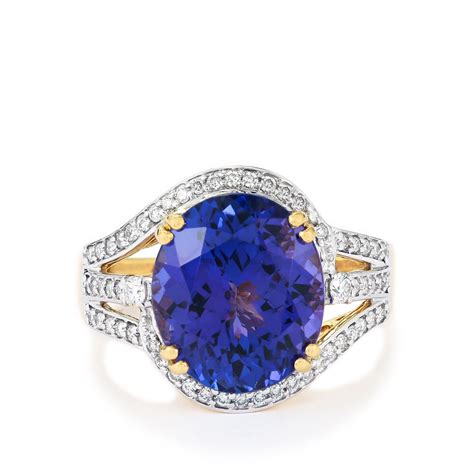 aaaa tanzanite ring with diamond in 18k gold 7 55cts hzaj29 gemporia