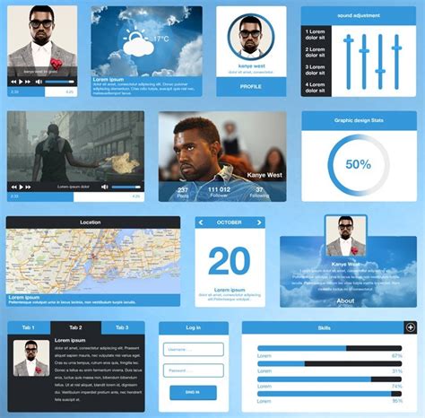 Free Flat Blue Ui Kit Psd Titanui