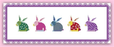 Sie werden ganz verrückt werden nach kreuzstich! Kreuzstich Stickvorlage farbig sticken Eierlauf Hasen Hase ...