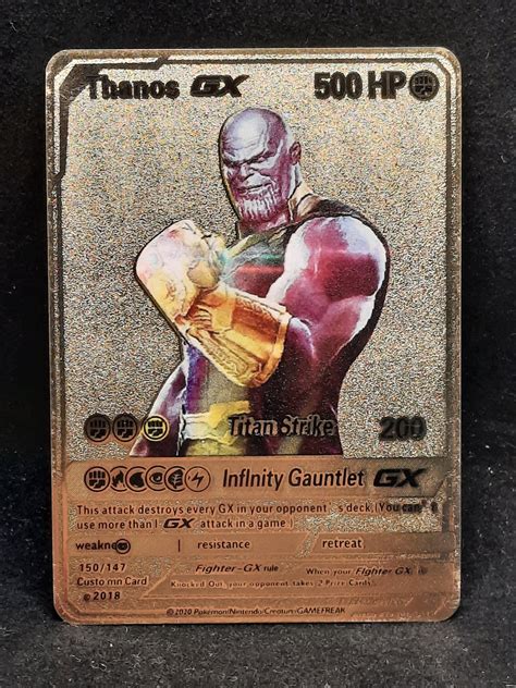 Thanos Gx Gold Metal Disney Marvel Infinity War Pokemon Card Etsy