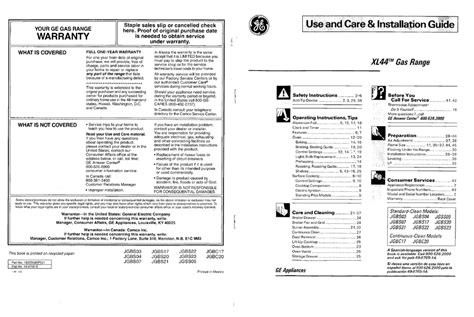 Ge Xl44 Use And Care Instructions Manual Pdf Download Manualslib