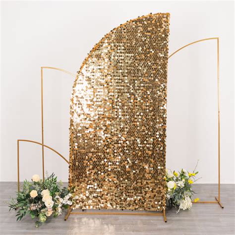 7ft Gold Big Payette Sequin Chiara Wedding Arch Cover Half Moon Stand