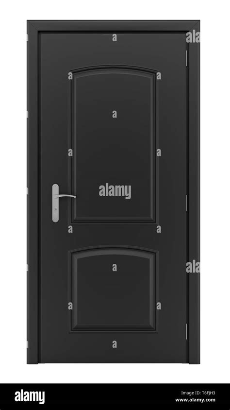 Black Door Isolated On White Background Stock Photo Alamy