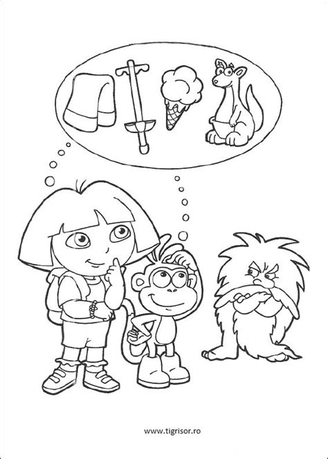 Plansa de colorat fata zambitoare este disponibilă gratuit pentru imprimare și / sau descărcare. Plansa de colorat cu Dora ganditoare - Planse de colorat