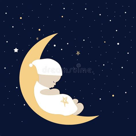 Dreaming Baby On The Moon Concept Idea Stock Vector Illustration Of