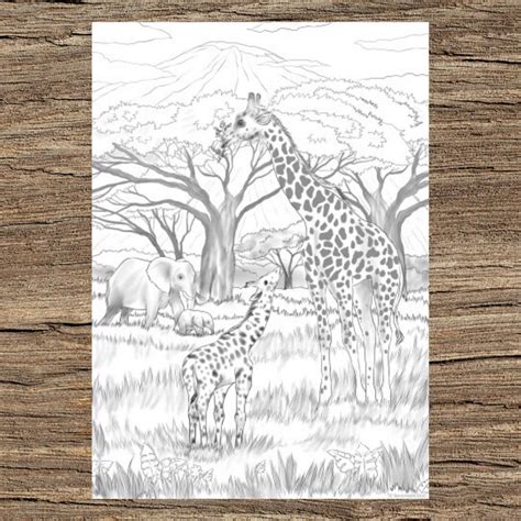 Safari Printable Adult Coloring Page From Favoreads Etsy