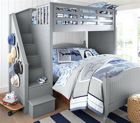 Catalina Stair Loft Bed And Lower Bed Set Bunk Beds With Stairs Loft