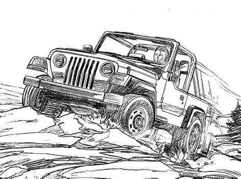 One continuous single hand drawn line of jeep wrangler car. #Jeep Wrangler #Coloring Page for the #Kids | Jeep ...