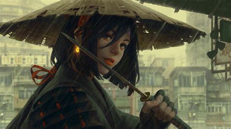 3840x2160 Japanese Warrior In Rain 4k Wallpaper Hd