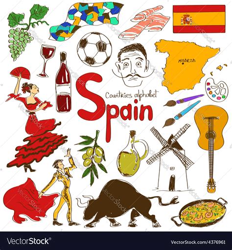 Collection Of Spain Icons Royalty Free Vector Image