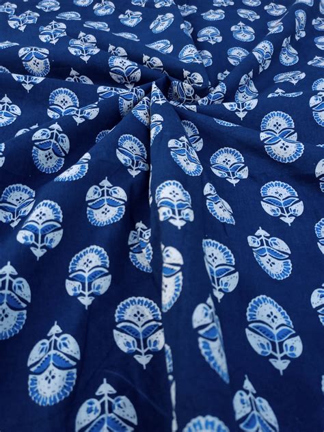 Indian Hand Block Print Fabric Indigo Blue Shibori Fabric Etsy