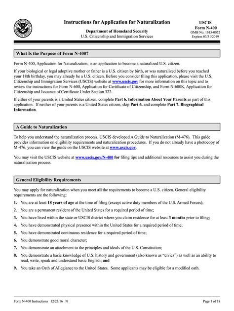 2016 Form Uscis N 400 Instructions Fill Online Printable Fillable
