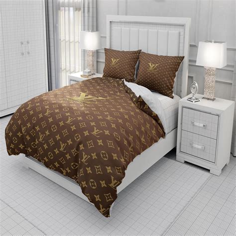 Buy Gold Louis Vuitton Symbol Logo Bedding Sets Bed Sets With Twin