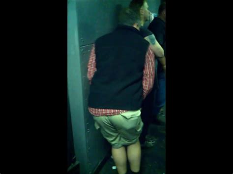 Male Man Desperate To Pee In Bathroom Line